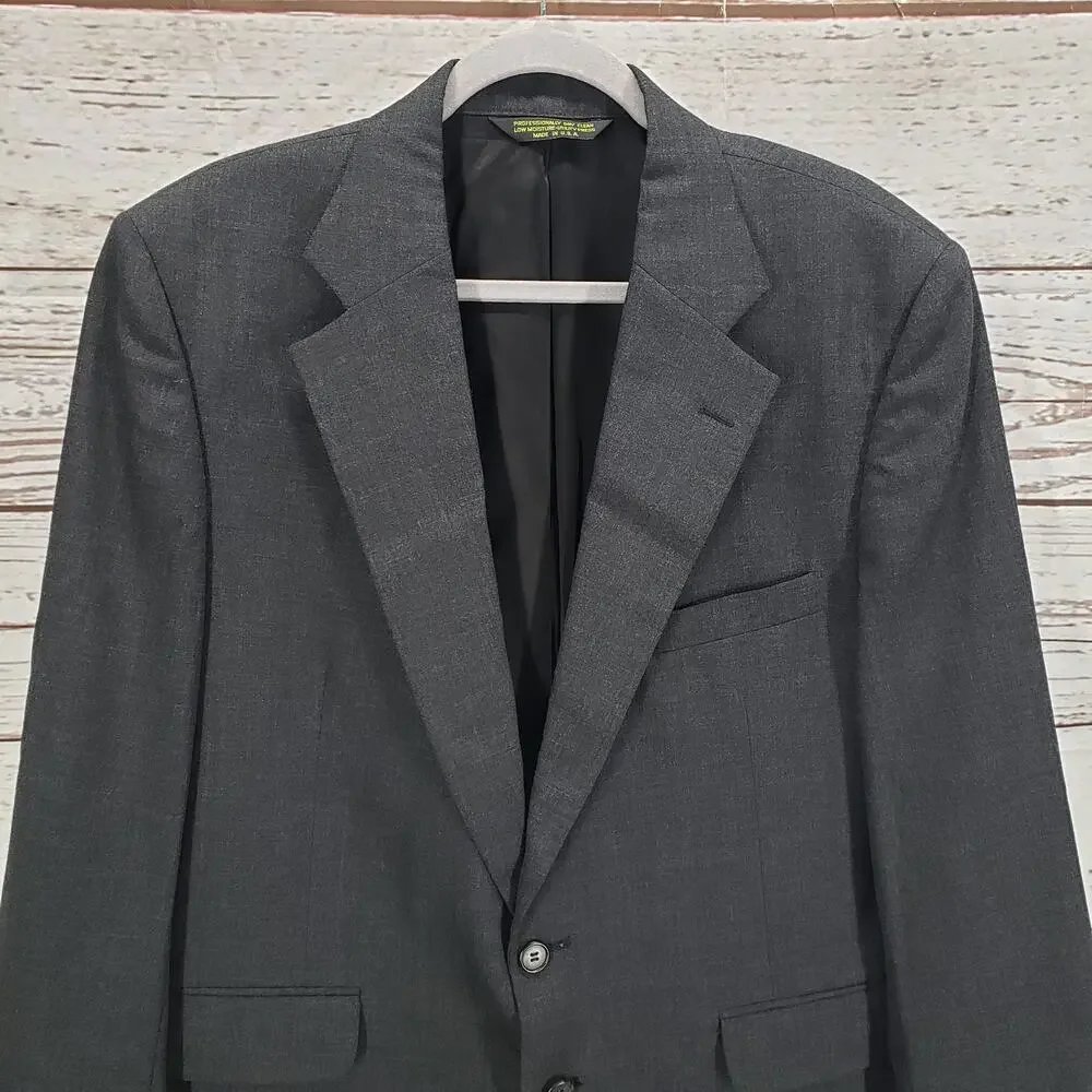 Tailors Row by Deansgate 100%Worsted Wool Men's Charcoal Sportscoat Blazer 42R